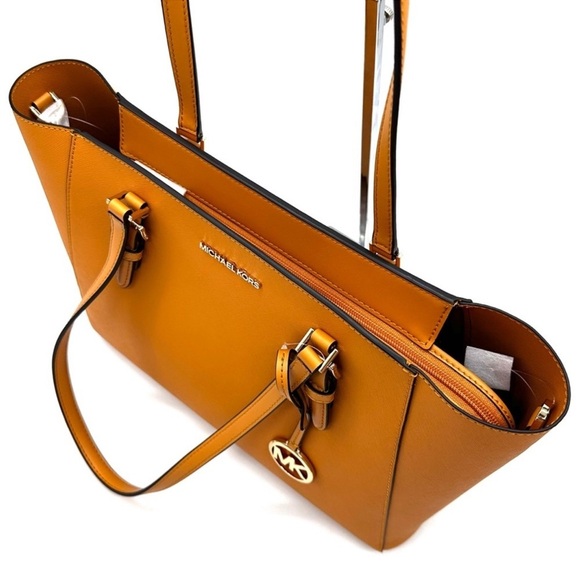 Michael Kors Charlotte LG Tote Bag 3 IN 1 Leather Shoulder Bag Cider - Picture 6 of 15